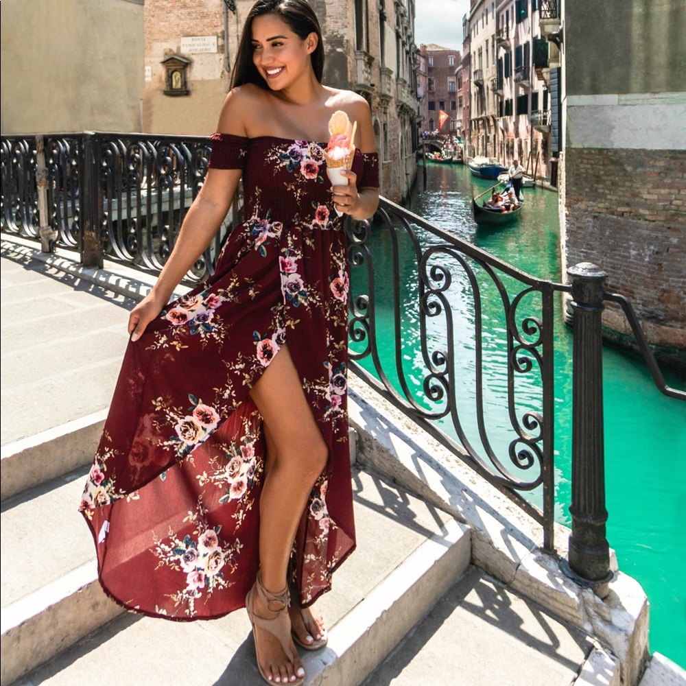 Burgundy Flower dress